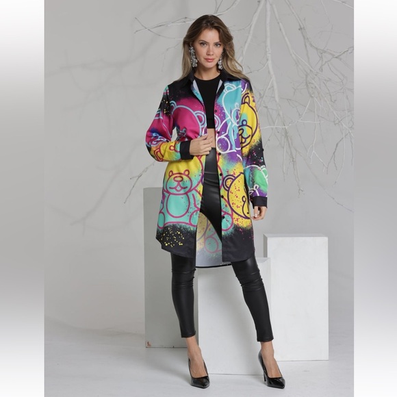 39 Fabulous Designer Fashion Printed Long Sleeves Blouse Top Dress - Picture 6 of 8